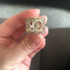 Authentic Chanel Golden Pearly Ring